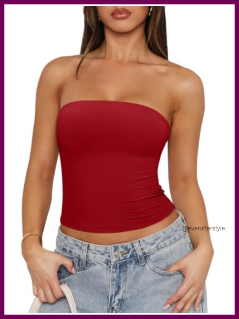 Women's Strapless Double Lined Non-Slip Crop Tank Top Y2K Sleeveless